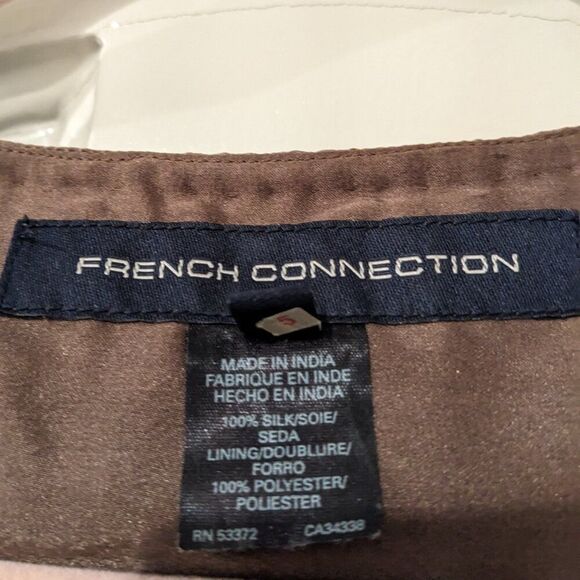 French Connection 100% Silk Bronze Sequined Cocktail Mini Dress, Sz. 6 / 8 - Picture 3 of 8